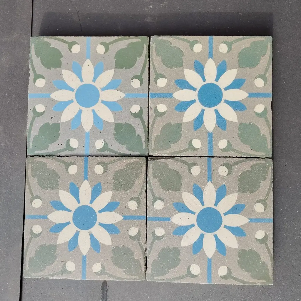 Carreaux de ciment "fleur bleue" - pce