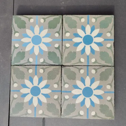 [MARCHIENNE] Carreaux de ciment "fleur bleue" - pce